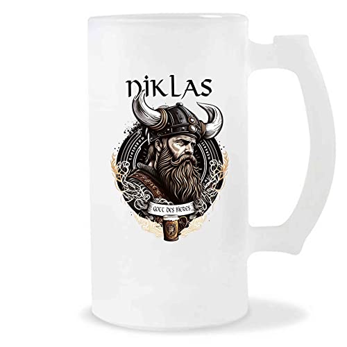 Planetee Bierkrug Niklas | Vorname Viking Bierglas mit Spruch lustig Pint Geschenkidee zum Geburtstag von Planetee