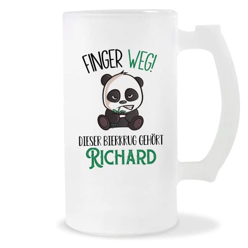 Planetee Bierkrug Richard | Finger Weg! | Vorname Panda Bierglas mit Spruch lustig Pint Geschenkidee zum Geburtstag von Planetee