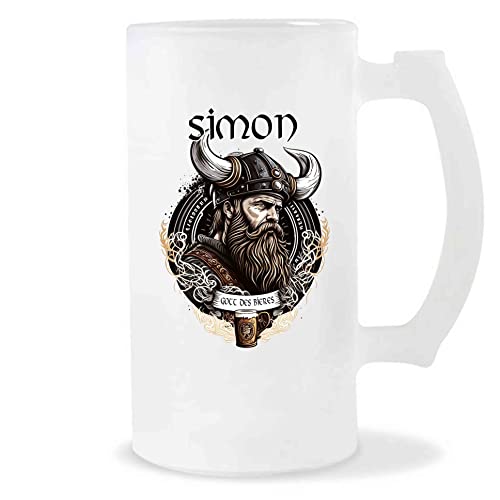 Planetee Bierkrug Simon | Vorname Viking Bierglas mit Spruch lustig Pint Geschenkidee zum Geburtstag von Planetee