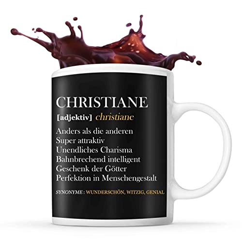Tasse Christiane | Definition Vorname | Tasse mit Spruch lustig Fun Tasse Geschenkideen fürs Büro zum Geburtstag Jubiläum Kaffeetasse Bürotasse von Planetee