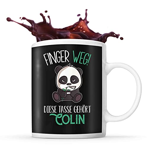 Tasse Colin | Finger Weg! Diese Tasse gehört | Vorname Panda Tasse mit Spruch lustig Fun Tasse Geschenkidee fürs Büro zum Geburtstag Jubiläum Kaffeetasse Bürotasse von Planetee