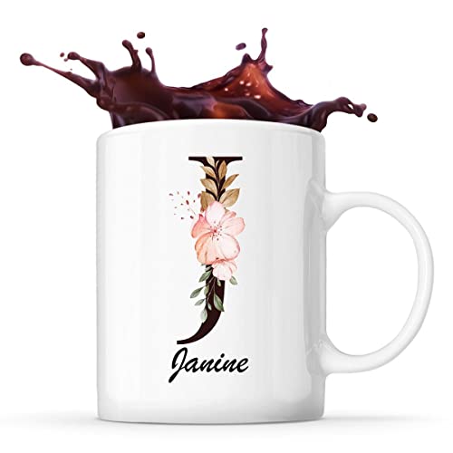 Tasse Janine Tasse | Vorname Tasse Buchstabe | Tasse Geschenkidee fürs Büro zum Geburtstag Jubiläum Kaffeetasse Bürotasse von Planetee