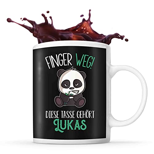 Tasse Lukas | Finger Weg! Diese Tasse gehört | Vorname Panda Tasse mit Spruch lustig Fun Tasse Geschenkidee fürs Büro zum Geburtstag Jubiläum Kaffeetasse Bürotasse von Planetee