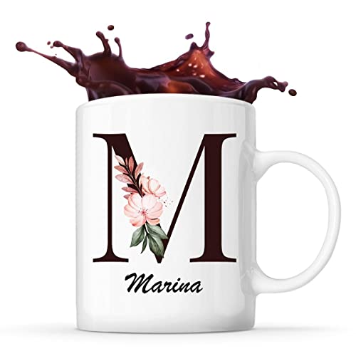 Tasse Marina Tasse | Vorname Tasse Buchstabe | Tasse Geschenkidee fürs Büro zum Geburtstag Jubiläum Kaffeetasse Bürotasse von Planetee