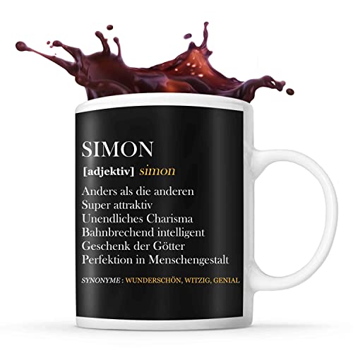 Tasse Simon | Definition Vorname | Tasse mit Spruch lustig Fun Tasse Geschenkideen fürs Büro zum Geburtstag Jubiläum Kaffeetasse Bürotasse von Planetee