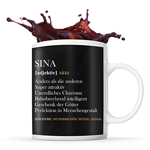 Tasse Sina | Definition Vorname | Tasse mit Spruch lustig Fun Tasse Geschenkideen fürs Büro zum Geburtstag Jubiläum Kaffeetasse Bürotasse von Planetee