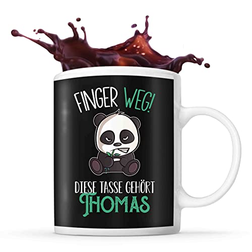 Tasse Thomas | Finger Weg! Diese Tasse gehört | Vorname Panda Tasse mit Spruch lustig Fun Tasse Geschenkidee fürs Büro zum Geburtstag Jubiläum Kaffeetasse Bürotasse von Planetee