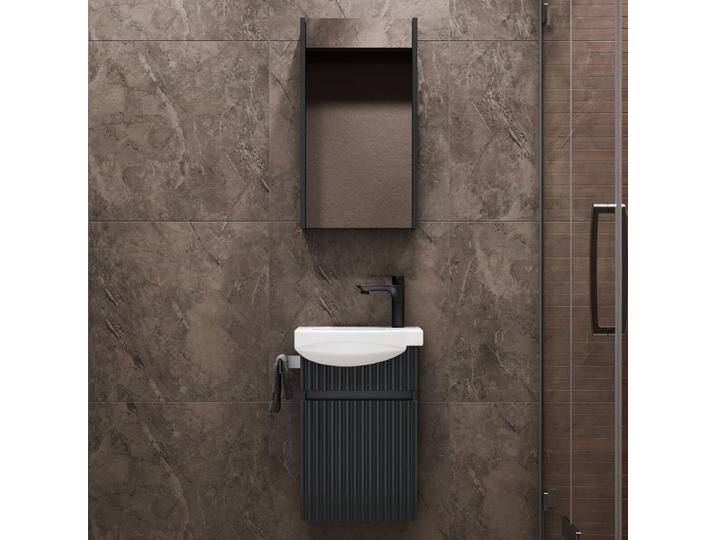 Badmöbel-Set mit Spiegelschrank Wega 40 cm Anthrazit Matt von Planetmöbel