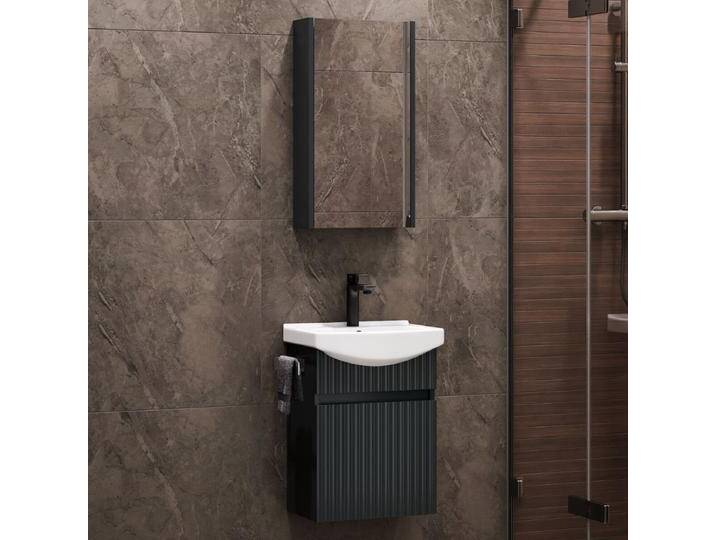 Badmöbel-Set mit Spiegelschrank Wega 45cm Anthrazit matt von Planetmöbel