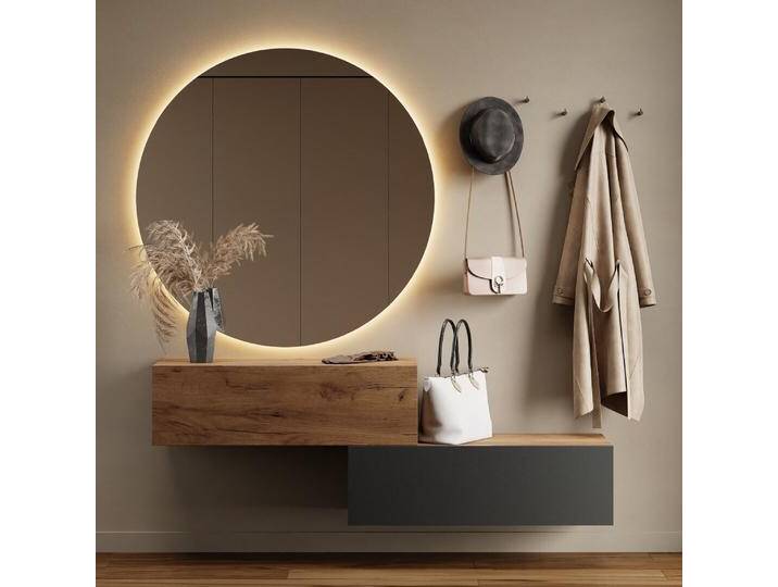Flur Möbel Garderobe 2x Hängeschrank 100 cm Gold Eiche / Gold Eiche - Anthrazit von Planetmöbel