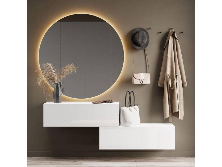 Flur Möbel Garderobe 2x Hängeschrank 100 cm weiß mit Nova Spiegel 100 cm von Planetmöbel