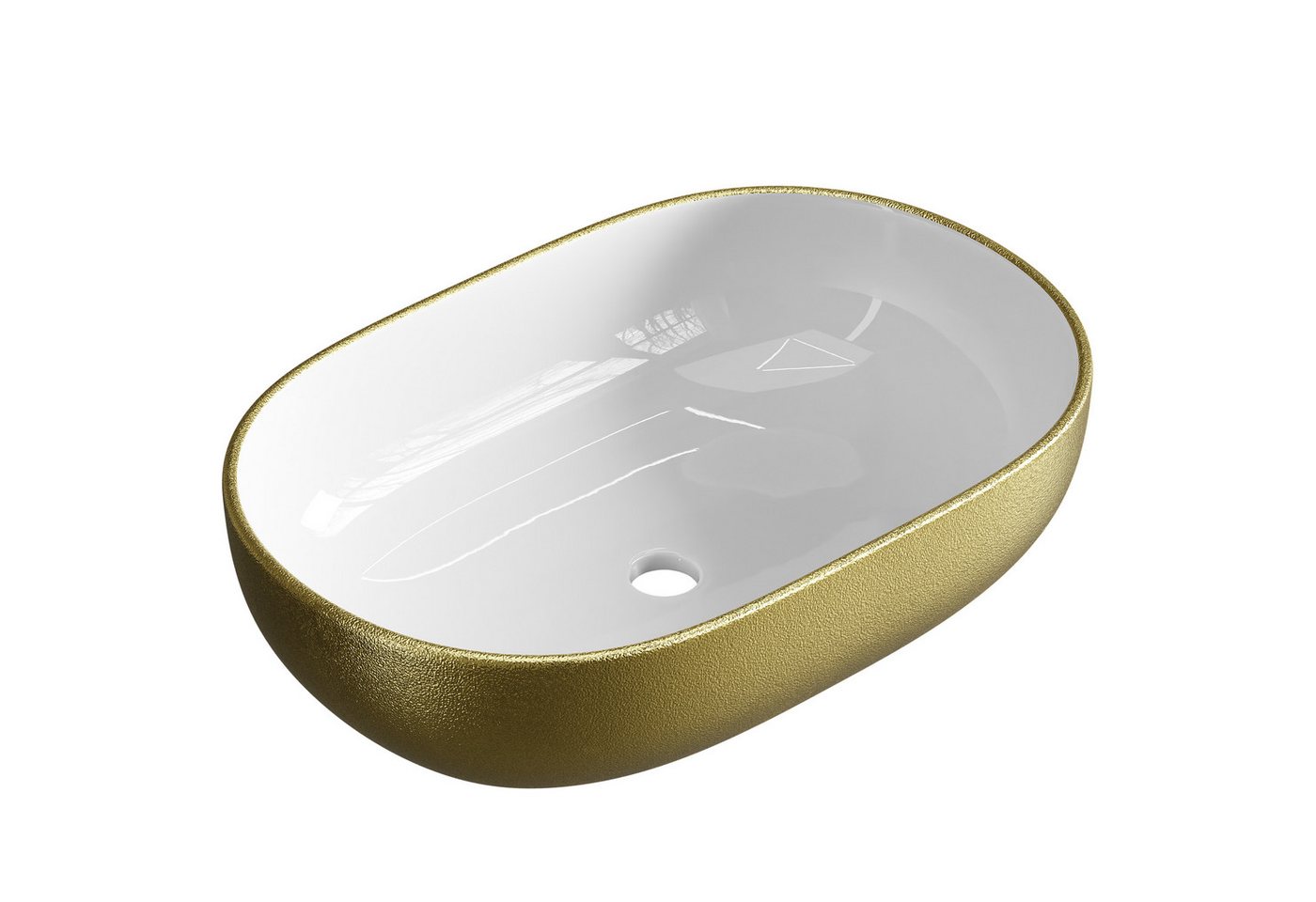 Planetmöbel Aufsatzwaschbecken Aufsatzwaschbecken oval 60 cm gold (Badezimmer Waschbecken, hochwertiges Keramik), in verschiedenen Farben erhältlich von Planetmöbel