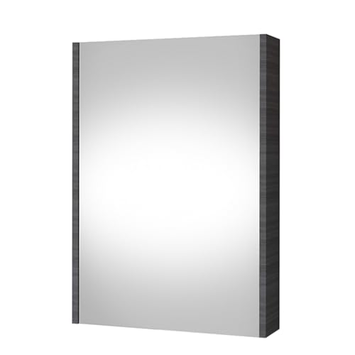 Planetmöbel Spiegelschrank Bad 50 cm, Badezimmerschrank, Aufbewahrungsschrank mit Tür und 2 Glasregalböden, 47,6 x 67,6 x 13,8 cm, Anthrazit von Planetmöbel