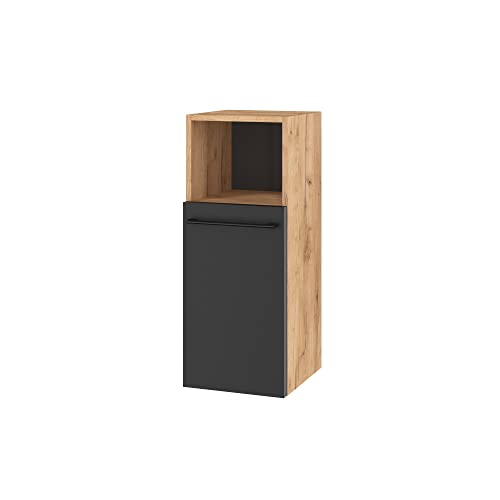 Planetmöbel Badmöbel Midischrank Badezimmer Schrank schmal, Midischrank LUX 30 cm, in den Farben Gold Eiche/Anthrazit von Planetmöbel