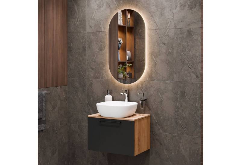 Planetmöbel Badmöbel-Set Astra, (Badezimmer Möbel im modernen Design, 2-St), Waschtisch und Waschbecken weiß von Planetmöbel