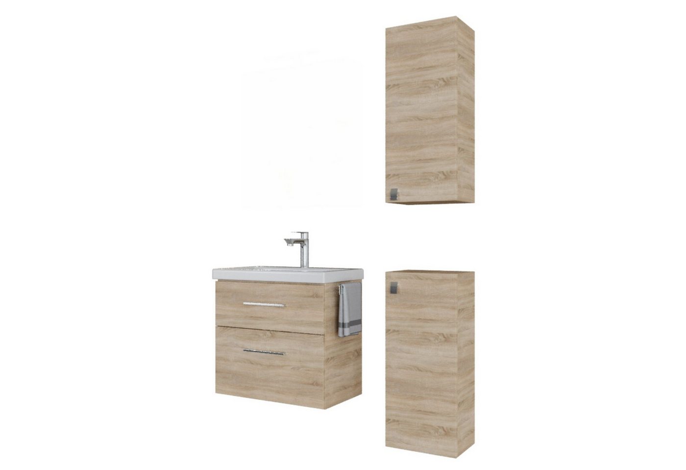 Planetmöbel Badmöbel-Set Badmöbel-Set 63cm mit 2x Midischrank, (Waschbeckenunterschrank, Badezimmerschrank) von Planetmöbel