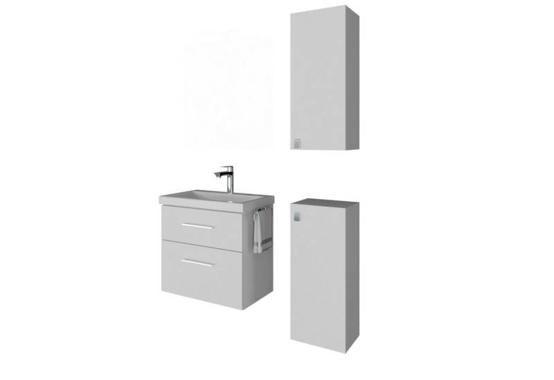 Planetmöbel Badmöbel-Set Badmöbel-Set 63cm mit 2x Midischrank, (Waschbeckenunterschrank, Badezimmerschrank) von Planetmöbel