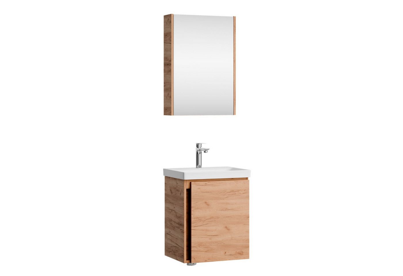Planetmöbel Badmöbel-Set Badmöbel-Set mit Spiegelschrank 50cm, (hängend, 2-St., Badmöbel Set mit Waschbecken), inkl. Spiegelschrank 50 cm von Planetmöbel