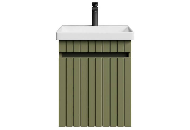 Planetmöbel Badmöbel-Set Cosmia, (Waschbecken mit Unterschrank, 1-St., Waschtisch inkl. Bad Armatur schwarz matt), Waschtisch Unterschrank mit Schublade von Planetmöbel