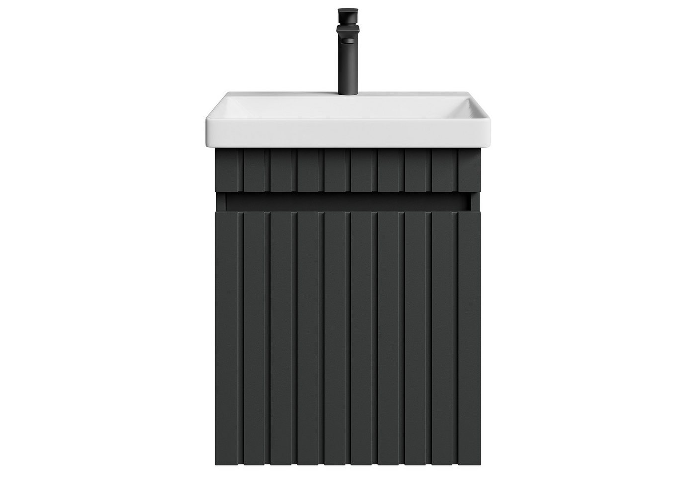 Planetmöbel Badmöbel-Set Cosmia, (Waschbecken mit Unterschrank, 1-St., Waschtisch inkl. Bad Armatur schwarz matt), Waschtisch Unterschrank mit Schublade von Planetmöbel