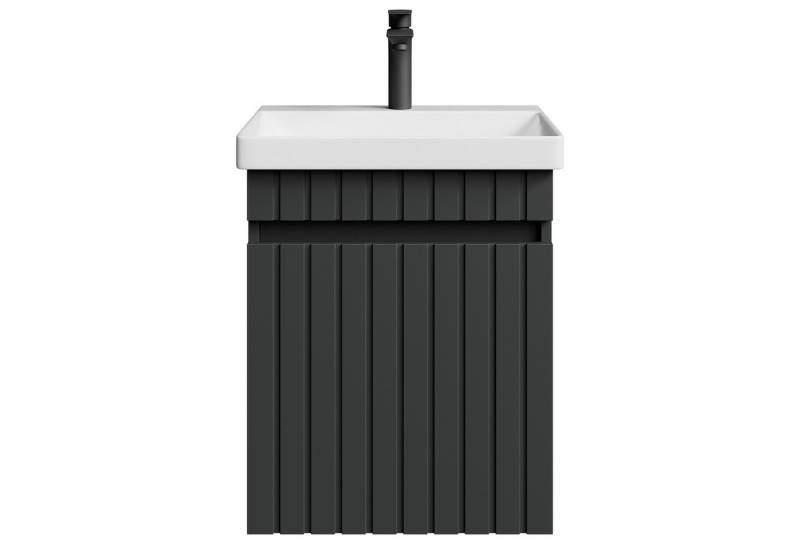 Planetmöbel Badmöbel-Set Cosmia, (Waschbecken mit Unterschrank, 1-St., Waschtisch inkl. Bad Armatur schwarz matt), Waschtisch Unterschrank mit Schublade von Planetmöbel