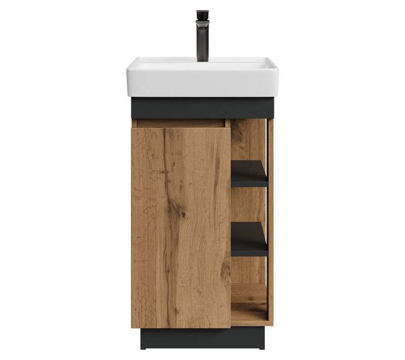 Planetmöbel Badmöbel-Set Nyx, (50cm Waschtisch mit Armatur, 2-St), Badezimmer Waschtisch 50 cm für Gäste-Bad & WC von Planetmöbel