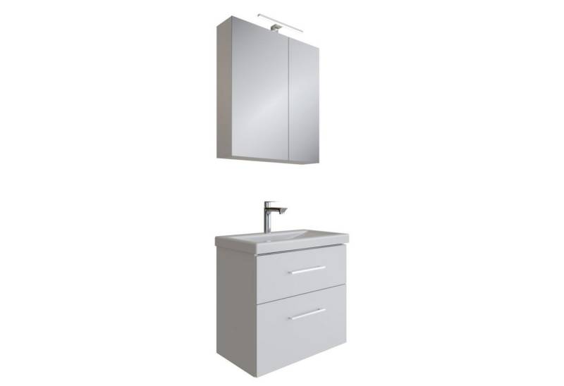 Planetmöbel Badmöbel-Set Badmöbel-Set mit Spiegelschrank 63cm (Weiß), (Komplett-Set, 3-St) von Planetmöbel