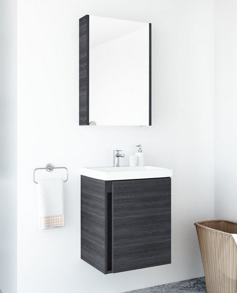 Planetmöbel Badmöbel-Set Waschbeckenunterschrank mit Spiegelschrank 50cm, (Komplett-Set, 3-St) von Planetmöbel