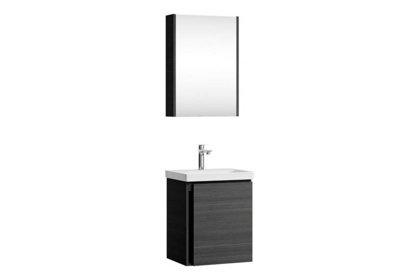Planetmöbel Badmöbel-Set Waschtisch mit Unterschrank 50 cm, (hängend, 2-St., Badmöbel Set mit Waschbecken), inkl. Spiegelschrank 50 cm von Planetmöbel