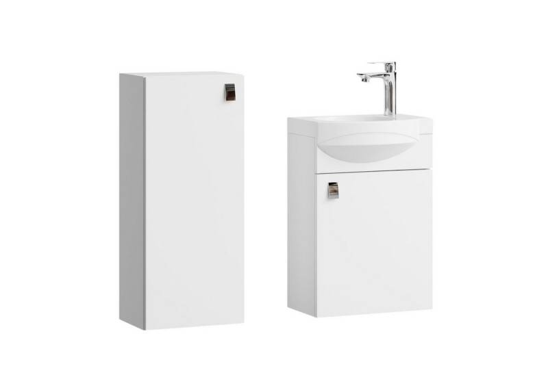 Planetmöbel Badmöbel-Set Waschtischunterschrank 40 cm mit Midischrank 32 cm weiß von Planetmöbel