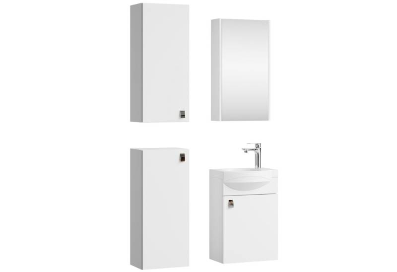 Planetmöbel Badmöbel-Set Waschtischunterschrank 40 cm mit Spiegelschrank und 2x Midischrank 32, (Komplett-Set, 5-St) von Planetmöbel