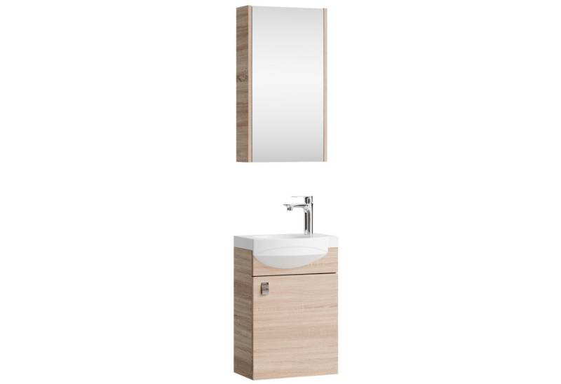 Planetmöbel Badmöbel-Set Waschtischunterschrank mit Spiegelschrank 40cm, (Komplett-Set, 3-St) von Planetmöbel