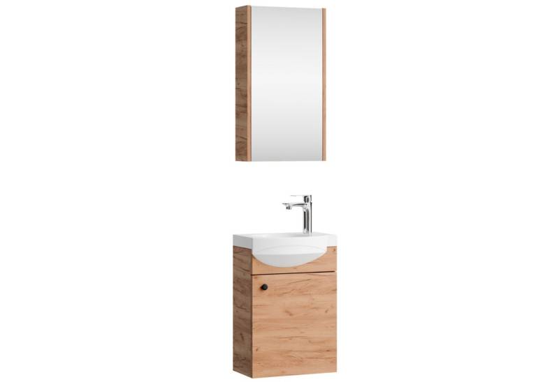 Planetmöbel Badmöbel-Set Waschtischunterschrank mit Spiegelschrank 40cm, (Komplett-Set, 3-St) von Planetmöbel