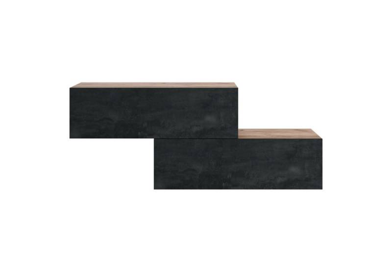 Planetmöbel Garderoben-Set 2x Hängeschrank WEST 100 cm gold eiche / schwarz charcoal, (Garderobenschrank, Wandgarderobe hängend oder stehend), in verschiedenen Farben von Planetmöbel
