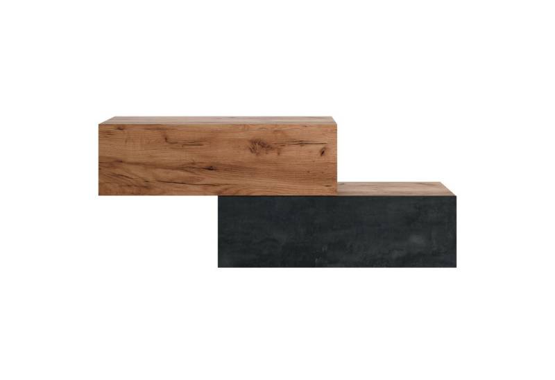 Planetmöbel Garderoben-Set 2x Hängeschrank WEST 100 cm gold eiche - gold eiche / schwarz charcoal, (Garderobenschrank, Wandgarderobe hängend oder stehend), in verschiedenen Farben von Planetmöbel