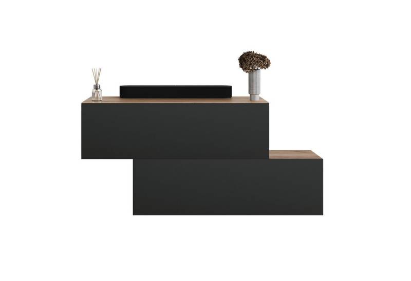 Planetmöbel Garderoben-Set Flur Möbel Garderobe 2x Hängeschrank 100 cm Gold Eiche / Anthrazit von Planetmöbel