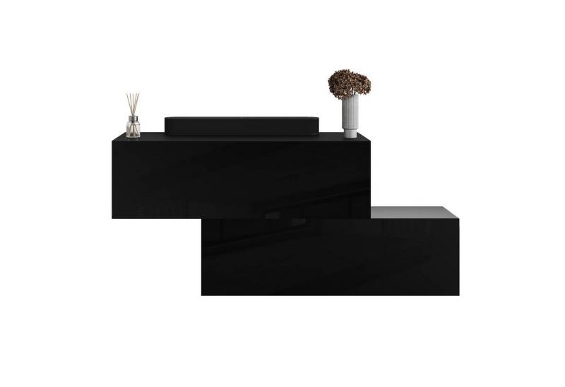 Planetmöbel Garderoben-Set Flur Möbel Garderobe 2x Hängeschrank 100 cm Schwarz von Planetmöbel
