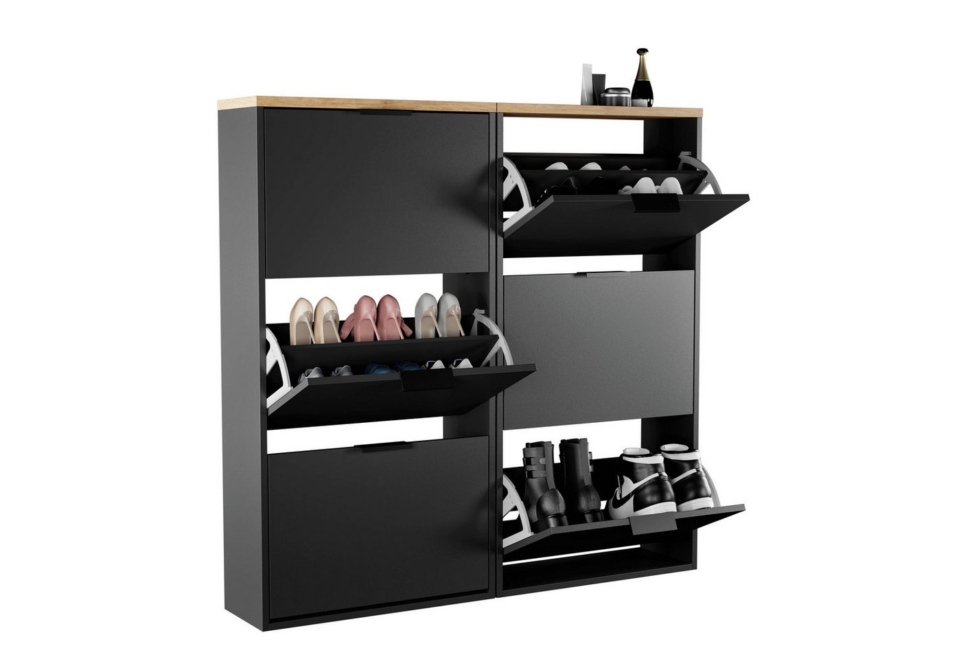 Planetmöbel Schuhschrank Flur Möbel Schuhrank, verschiedene Farben (Schuhschrank für Flur & Garderobe, Wandmontage oder Bodenstehend) passend für 12-16 Paar Schuhe je Schuhkipper von Planetmöbel
