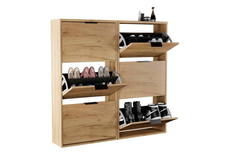 Planetmöbel Schuhschrank Flur Möbel Schuhrank, verschiedene Farben (Schuhschrank für Flur & Garderobe, Wandmontage oder Bodenstehend) passend für 12-16 Paar Schuhe je Schuhkipper von Planetmöbel