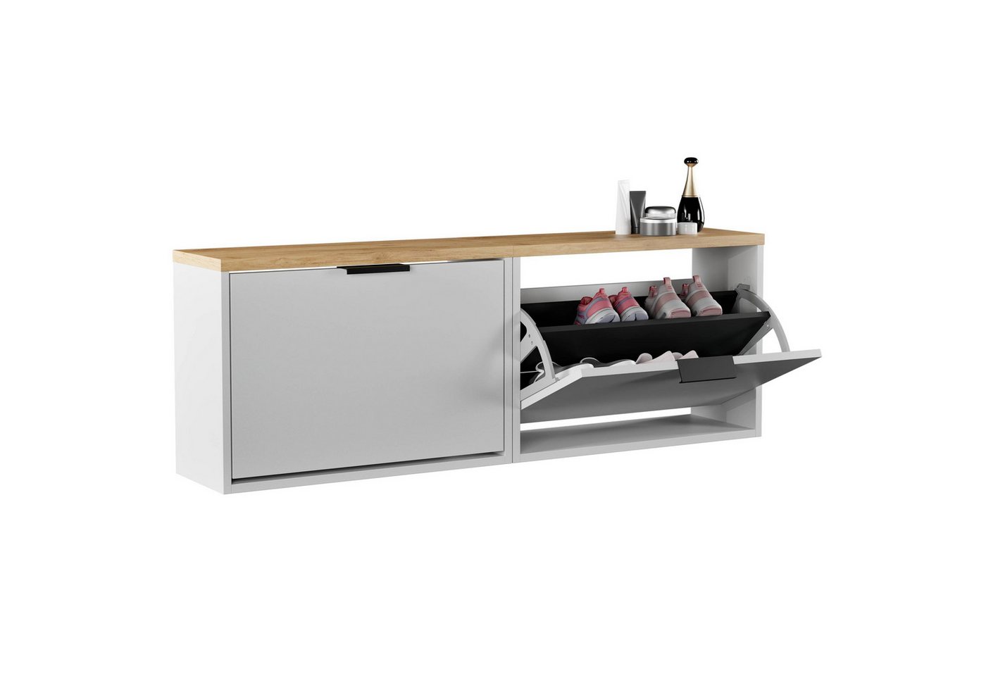 Planetmöbel Schuhschrank Flur Möbel Schuhrank, verschiedene Farben (Schuhschrank für Flur & Garderobe, Wandmontage oder Bodenstehend) passend für 4-6 Paar Schuhe je Schuhkipper von Planetmöbel