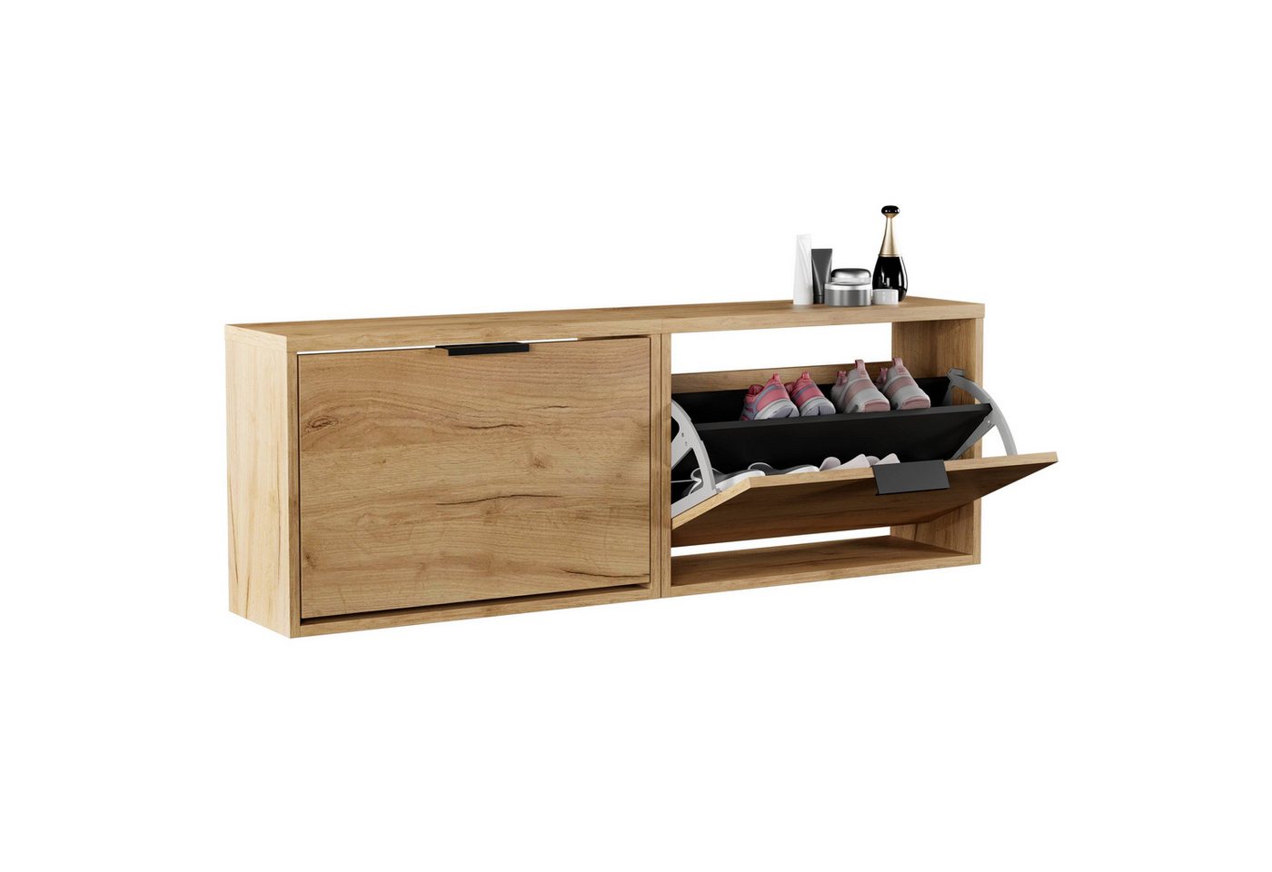 Planetmöbel Schuhschrank Flur Möbel Schuhrank, verschiedene Farben (Schuhschrank für Flur & Garderobe, Wandmontage oder Bodenstehend) passend für 4-6 Paar Schuhe je Schuhkipper von Planetmöbel