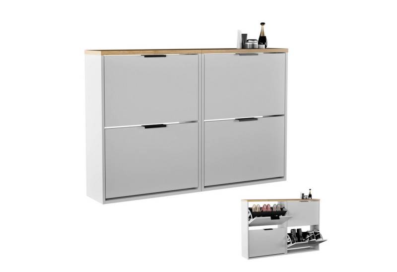 Planetmöbel Schuhschrank Flur Möbel Schuhrank, verschiedene Farben (Schuhschrank für Flur & Garderobe, Wandmontage oder Bodenstehend) passend für 8-12 Paar Schuhe je Schuhkipper von Planetmöbel