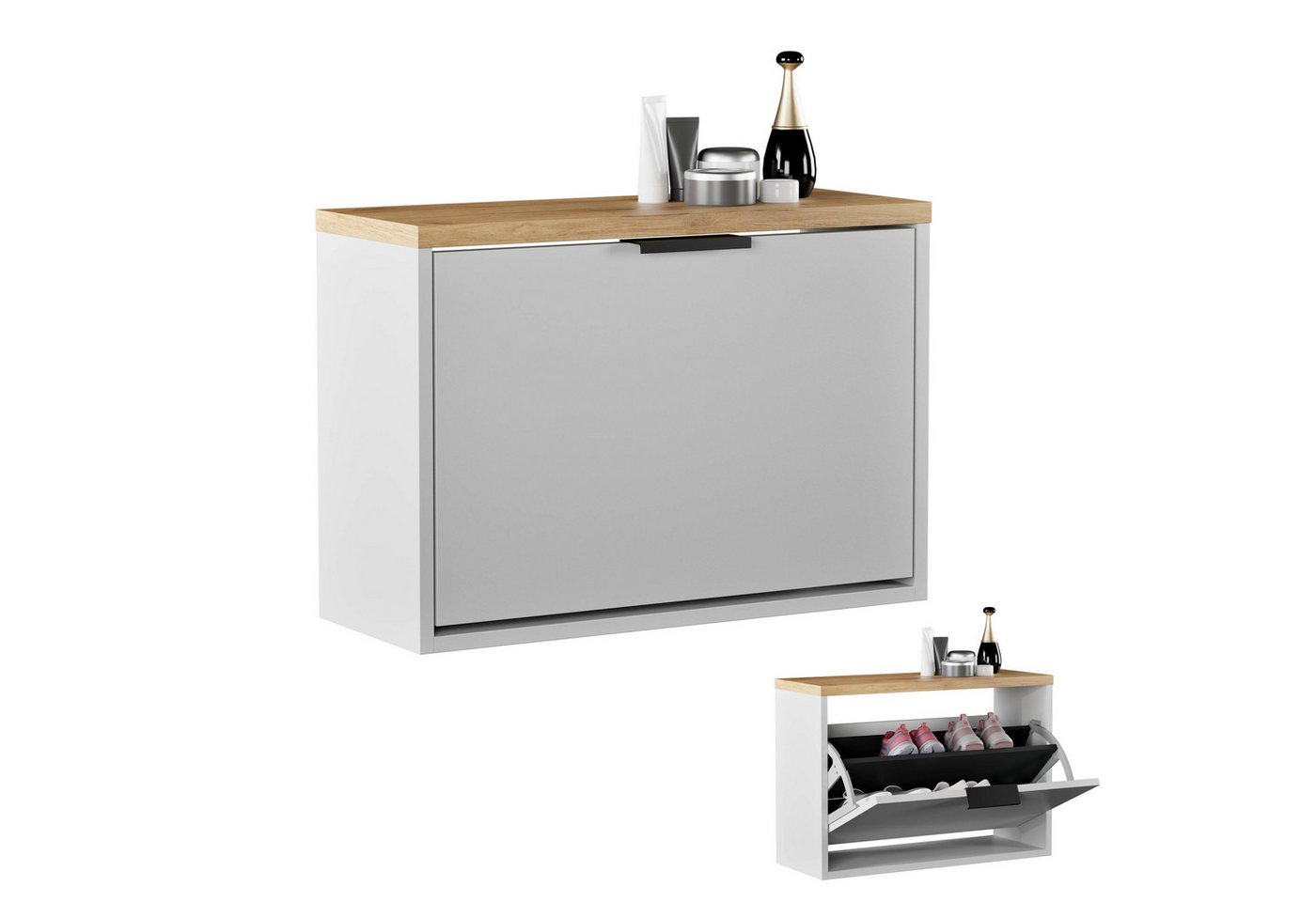 Planetmöbel Schuhschrank Flur Möbel Schuhrank, verschiedene Farben (Schuhschrank für Flur & Garderobe, Wandmontage oder stehend) passend für 4-6 Paar Schuhe von Planetmöbel