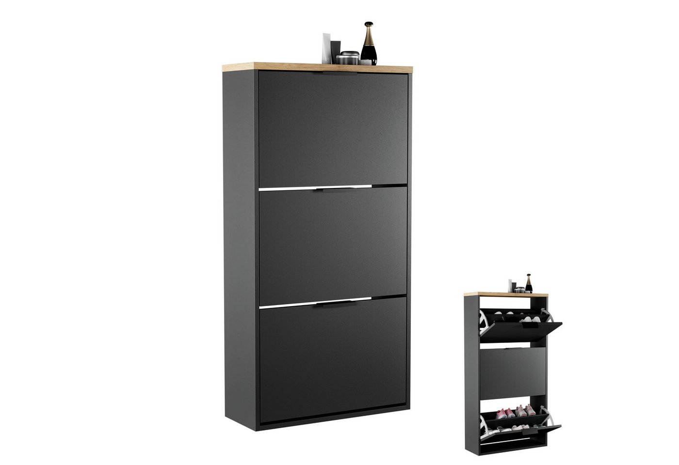 Planetmöbel Schuhschrank Flur Möbel Schuhrank, verschiedene Farben (Schuhschrank für Flur & Garderobe, wand- oder bodenmontierbar) passend für 12-16 Paar Schuhe von Planetmöbel