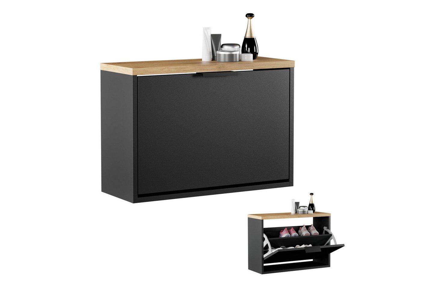 Planetmöbel Schuhschrank Flur Möbel Schuhrank, verschiedene Farben (Schuhschrank für Flur & Garderobe, wand- oder bodenmontierbar) passend für 4-6 Paar Schuhe von Planetmöbel