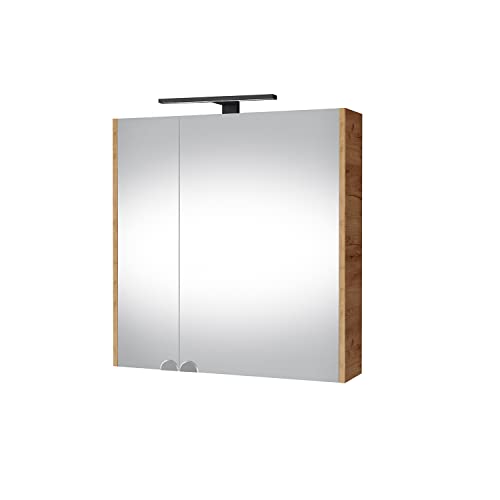 Planetmöbel Spiegelschrank Badezimmer WC Badezimmerschrank 64cm breit (Gold Eiche) von Planetmöbel