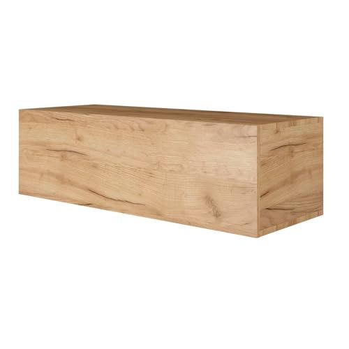 Planetmöbel West TV-Schrank, Fernsehtisch 100 cm lang, TV-Board hängend oder stehend, Fernsehschrank für Wohnzimmer, TV Möbel 37,8 x 100 x 30 cm, Gold Eiche von Planetmöbel