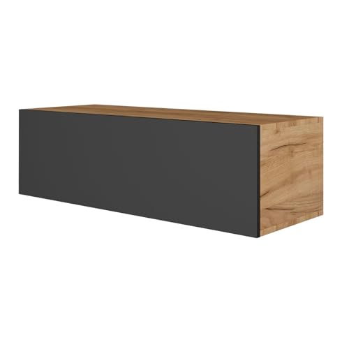 Planetmöbel West TV-Schrank, Fernsehtisch 100 cm lang, TV-Board hängend oder stehend, Fernsehschrank für Wohnzimmer, TV Möbel 37,8 x 100 x 30 cm, Gold Eiche anthrazit von Planetmöbel