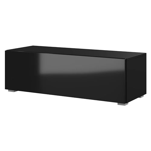 Planetmöbel TV Board 100 cm Schwarz, TV Schrank mit 1 Klappe als Stauraum, Lowboard hängend oder stehend, Sideboard Wohnzimmer von Planetmöbel