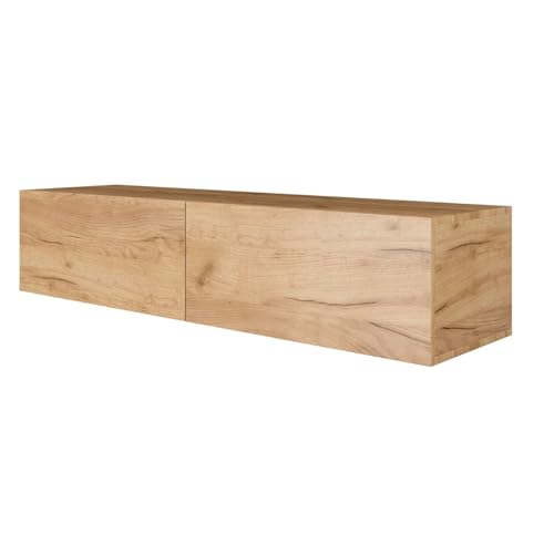Planetmöbel West TV-Schrank, Fernsehtisch 140 cm lang, TV-Board hängend oder stehend, Fernsehschrank für Wohnzimmer, TV Möbel 37,8 x 140 x 30 cm, Gold Eiche Planetmöbel West TV-Schrank, Fernsehtisch 140 cm lang, TV-Board hängend oder stehend, Fernsehschrank für Wohnzimmer, TV Möbel 37,8 x 140 x 30 cm, Gold Eiche von Planetmöbel